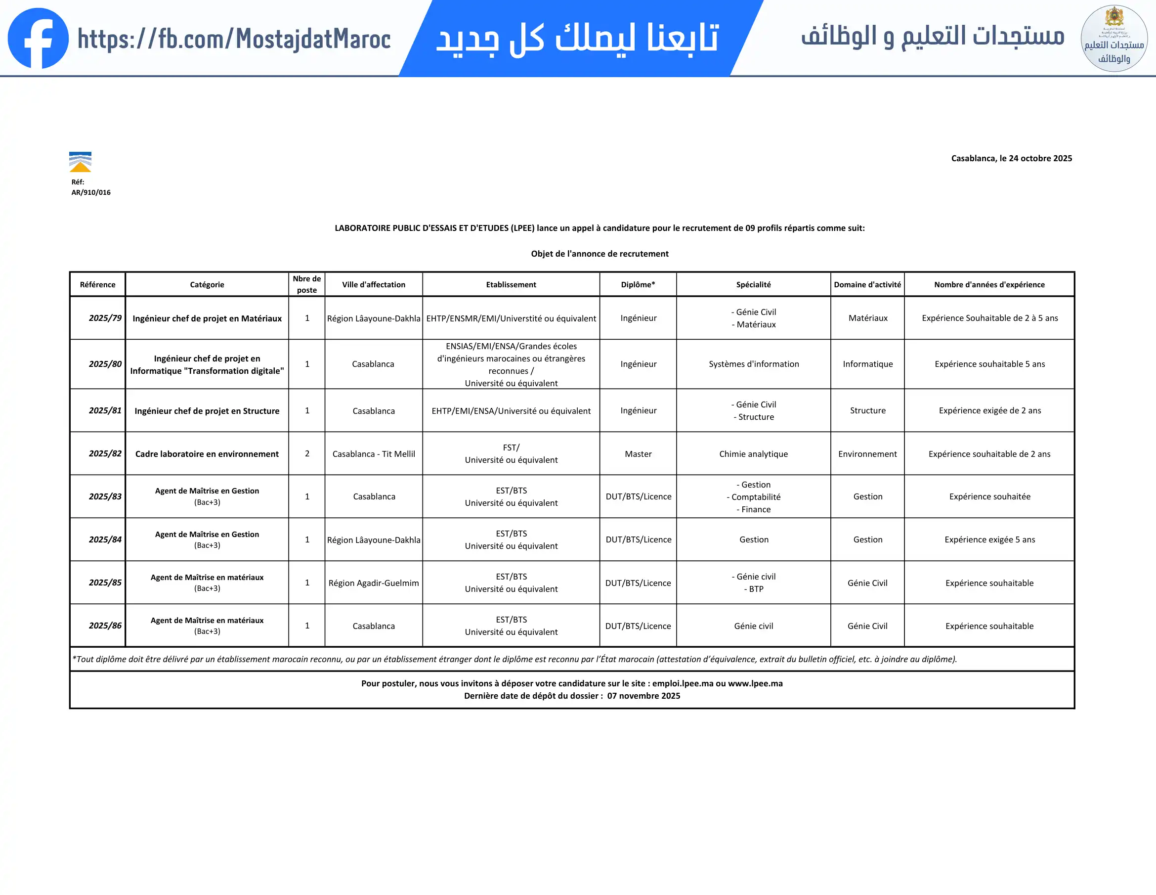 مباراة لتوظيف 09 مناصب - 1